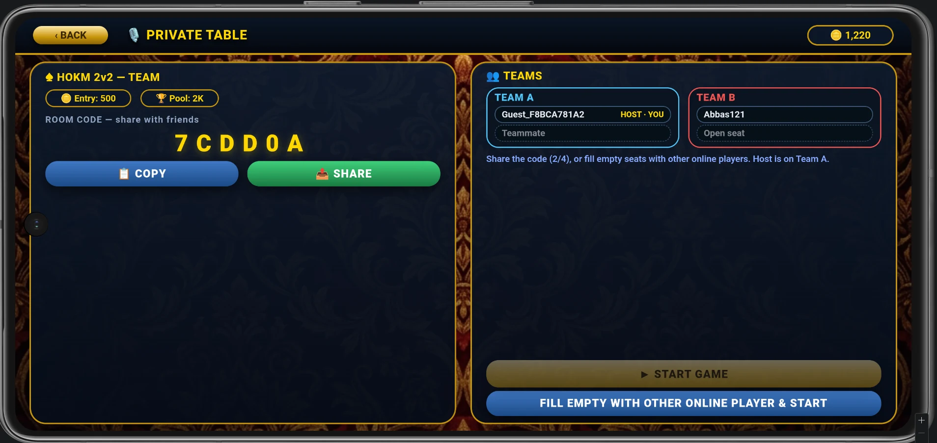 Hokm Royal: Court Piece Online screenshot
